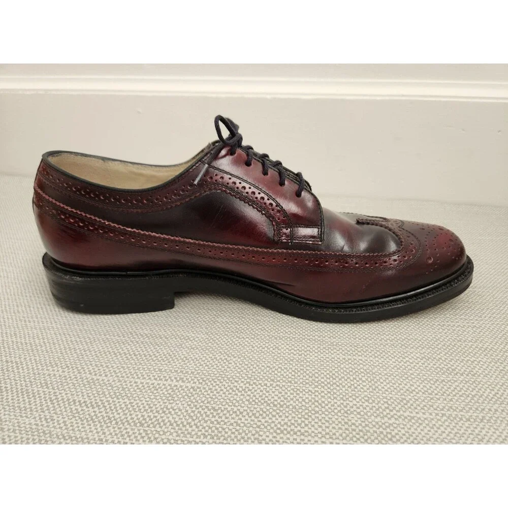 J. Allen Ltd Custom Designed 10 D Burgundy Oxford Oxblood Leather Wingtip Brogue